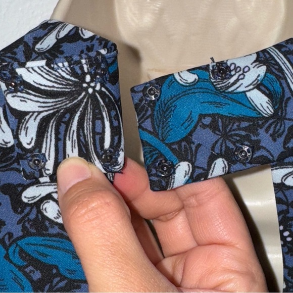 Rebecca Taylor Floral Mini Dress 4 Mystic Blue Mock Neck Sleeveless Ruffle Hem - Picture 9 of 12